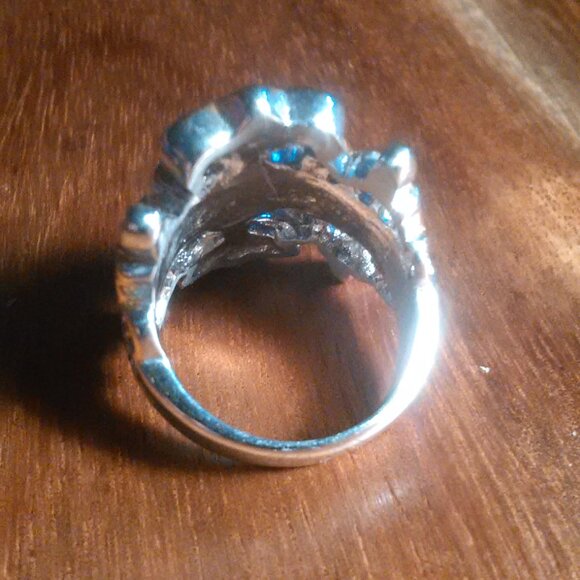 Simulated Opal and Orange and White Crystal Stainless Steel Ring (Size 6) - Picture 10 of 10